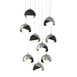 Hubbardton Forge 2022 Vintage Platinum Black Opal Glass (GG) Long Brooklyn 9-Light Double Shade Pendant