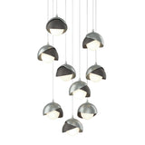 Hubbardton Forge 2022 Vintage Platinum Natural Iron Opal Glass (GG) Long Brooklyn 9-Light Double Shade Pendant