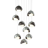 Hubbardton Forge 2022 Vintage Platinum Oil Rubbed Bronze Opal Glass (GG) Long Brooklyn 9-Light Double Shade Pendant