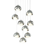Hubbardton Forge 2022 Vintage Platinum Sterling Opal Glass (GG) Long Brooklyn 9-Light Double Shade Pendant