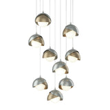 Hubbardton Forge 2022 Vintage Platinum Soft Gold Opal Glass (GG) Long Brooklyn 9-Light Double Shade Pendant