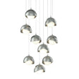 Hubbardton Forge 2022 Vintage Platinum Vintage Platinum Opal Glass (GG) Long Brooklyn 9-Light Double Shade Pendant