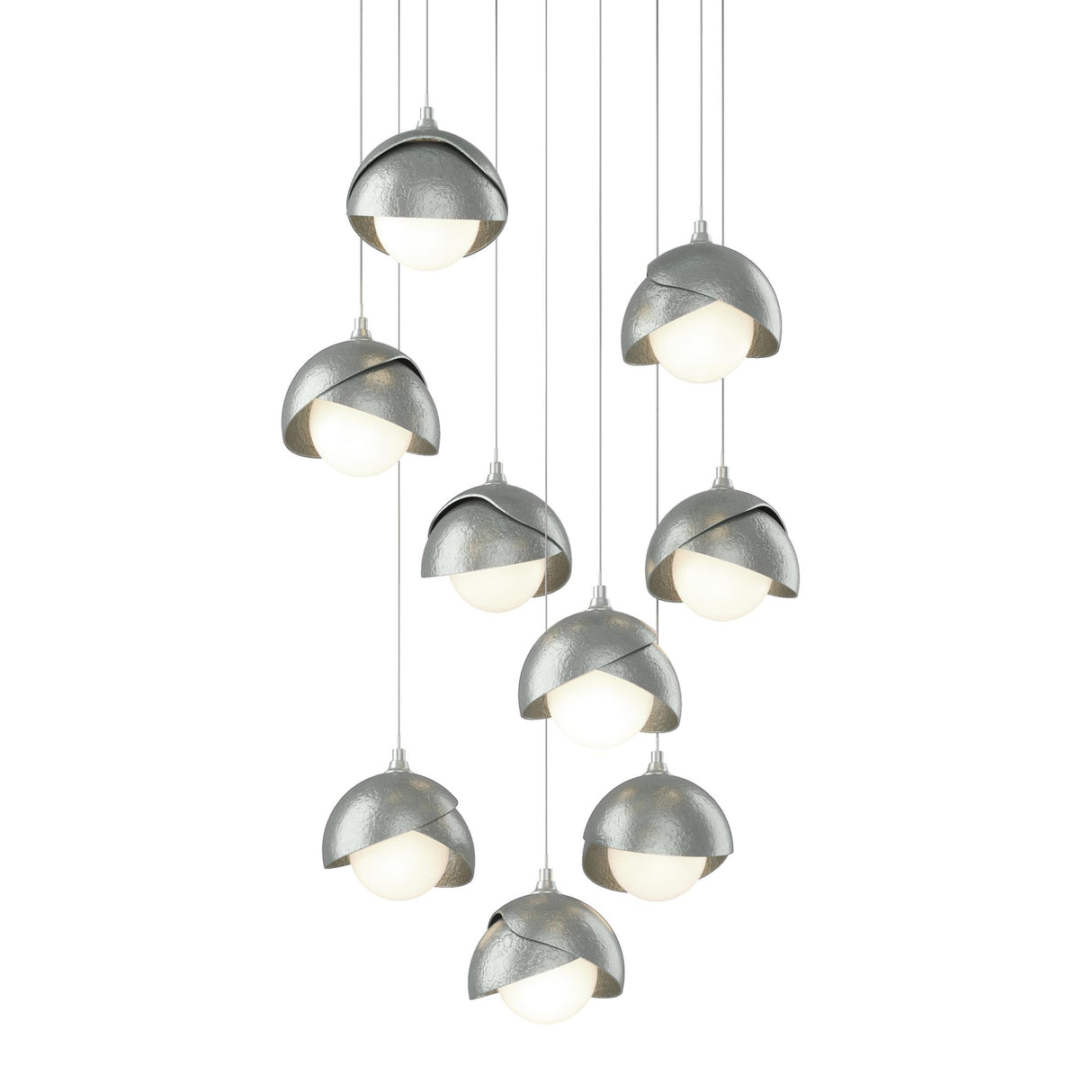 Hubbardton Forge 2022 Vintage Platinum Vintage Platinum Opal Glass (GG) Long Brooklyn 9-Light Double Shade Pendant