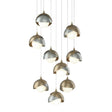 Hubbardton Forge 2022 Soft Gold Vintage Platinum Opal Glass (GG) Long Brooklyn 9-Light Double Shade Pendant