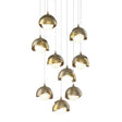 Hubbardton Forge 2022 Soft Gold Modern Brass Opal Glass (GG) Long Brooklyn 9-Light Double Shade Pendant