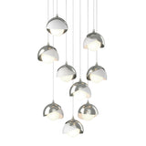 Hubbardton Forge 2022 Sterling White Opal Glass (GG) Long Brooklyn 9-Light Double Shade Pendant