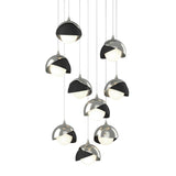 Hubbardton Forge 2022 Sterling Black Opal Glass (GG) Long Brooklyn 9-Light Double Shade Pendant