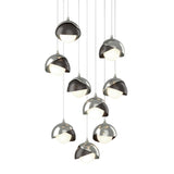 Hubbardton Forge 2022 Sterling Oil Rubbed Bronze Opal Glass (GG) Long Brooklyn 9-Light Double Shade Pendant