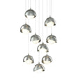 Hubbardton Forge 2022 Sterling Vintage Platinum Opal Glass (GG) Long Brooklyn 9-Light Double Shade Pendant