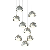 Hubbardton Forge 2022 Sterling Vintage Platinum Opal Glass (GG) Long Brooklyn 9-Light Double Shade Pendant