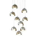Hubbardton Forge 2022 Sterling Soft Gold Opal Glass (GG) Long Brooklyn 9-Light Double Shade Pendant
