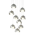 Hubbardton Forge 2022 Sterling Sterling Opal Glass (GG) Long Brooklyn 9-Light Double Shade Pendant