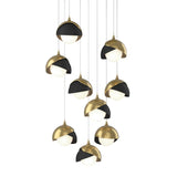 Hubbardton Forge 2022 Modern Brass Black Opal Glass (GG) Long Brooklyn 9-Light Double Shade Pendant