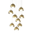 Hubbardton Forge 2022 Modern Brass Modern Brass Opal Glass (GG) Long Brooklyn 9-Light Double Shade Pendant