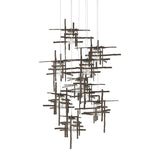Hubbardton Forge 2022 Bronze Seeded Clear Glass (II) Long Tura 9-Light Seeded Glass Pendant