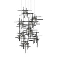 Hubbardton Forge 2022 Black Seeded Clear Glass (II) Long Tura 9-Light Seeded Glass Pendant