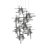 Hubbardton Forge 2022 Black Seeded Clear Glass (II) Long Tura 9-Light Seeded Glass Pendant