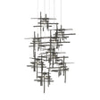 Hubbardton Forge 2022 Dark Smoke Seeded Clear Glass (II) Long Tura 9-Light Seeded Glass Pendant