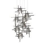 Hubbardton Forge 2022 Dark Smoke Seeded Clear Glass (II) Long Tura 9-Light Seeded Glass Pendant