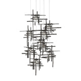 Hubbardton Forge 2022 Oil Rubbed Bronze Seeded Clear Glass (II) Long Tura 9-Light Seeded Glass Pendant