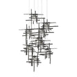 Hubbardton Forge 2022 Natural Iron Seeded Clear Glass (II) Long Tura 9-Light Seeded Glass Pendant