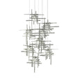 Hubbardton Forge 2022 Sterling Seeded Clear Glass (II) Long Tura 9-Light Seeded Glass Pendant
