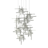 Hubbardton Forge 2022 Sterling Seeded Clear Glass (II) Long Tura 9-Light Seeded Glass Pendant