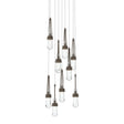 Hubbardton Forge 2022 Bronze Clear Glass (ZM) Long Link 9-Light Clear Glass Pendant
