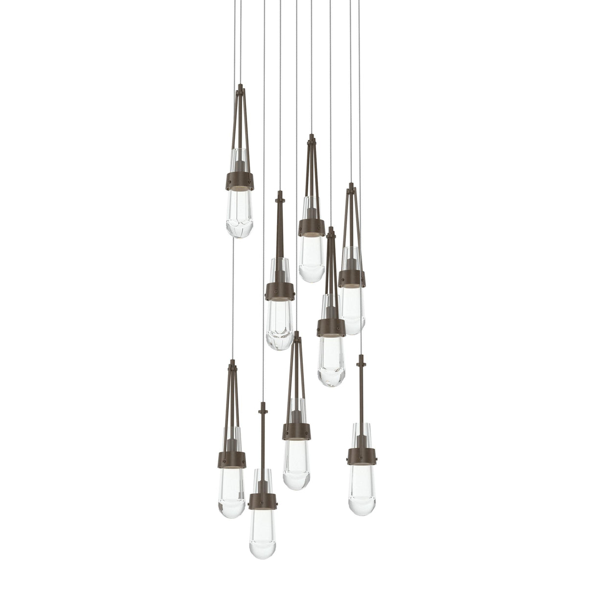 Hubbardton Forge 2022 Bronze Clear Glass (ZM) Long Link 9-Light Clear Glass Pendant