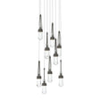 Hubbardton Forge 2022 Dark Smoke Clear Glass (ZM) Long Link 9-Light Clear Glass Pendant
