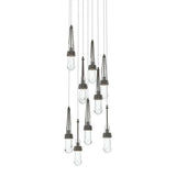 Hubbardton Forge 2022 Dark Smoke Clear Glass (ZM) Long Link 9-Light Clear Glass Pendant