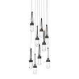 Hubbardton Forge 2022 Oil Rubbed Bronze Clear Glass (ZM) Long Link 9-Light Clear Glass Pendant