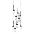 Hubbardton Forge 2022 Black Clear Glass (ZM) Long Link 9-Light Clear Glass Pendant