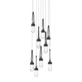 Hubbardton Forge 2022 Black Clear Glass (ZM) Long Link 9-Light Clear Glass Pendant