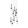 Hubbardton Forge 2022 Natural Iron Clear Glass (ZM) Long Link 9-Light Clear Glass Pendant