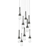 Hubbardton Forge 2022 Natural Iron Clear Glass (ZM) Long Link 9-Light Clear Glass Pendant
