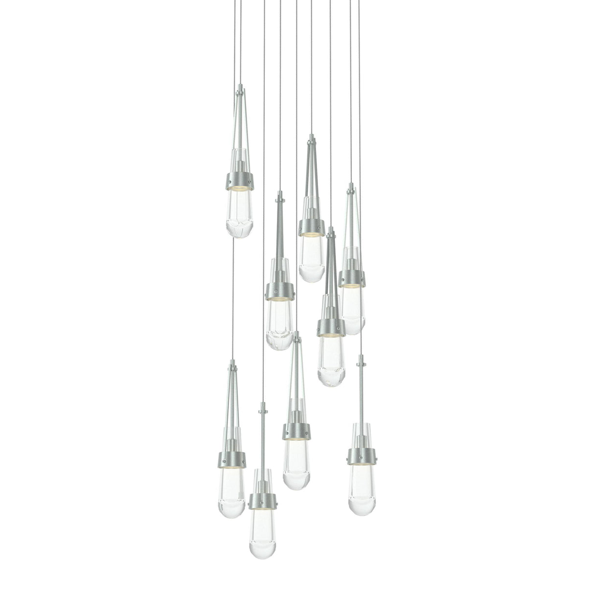 Hubbardton Forge 2022 Vintage Platinum Clear Glass (ZM) Long Link 9-Light Clear Glass Pendant