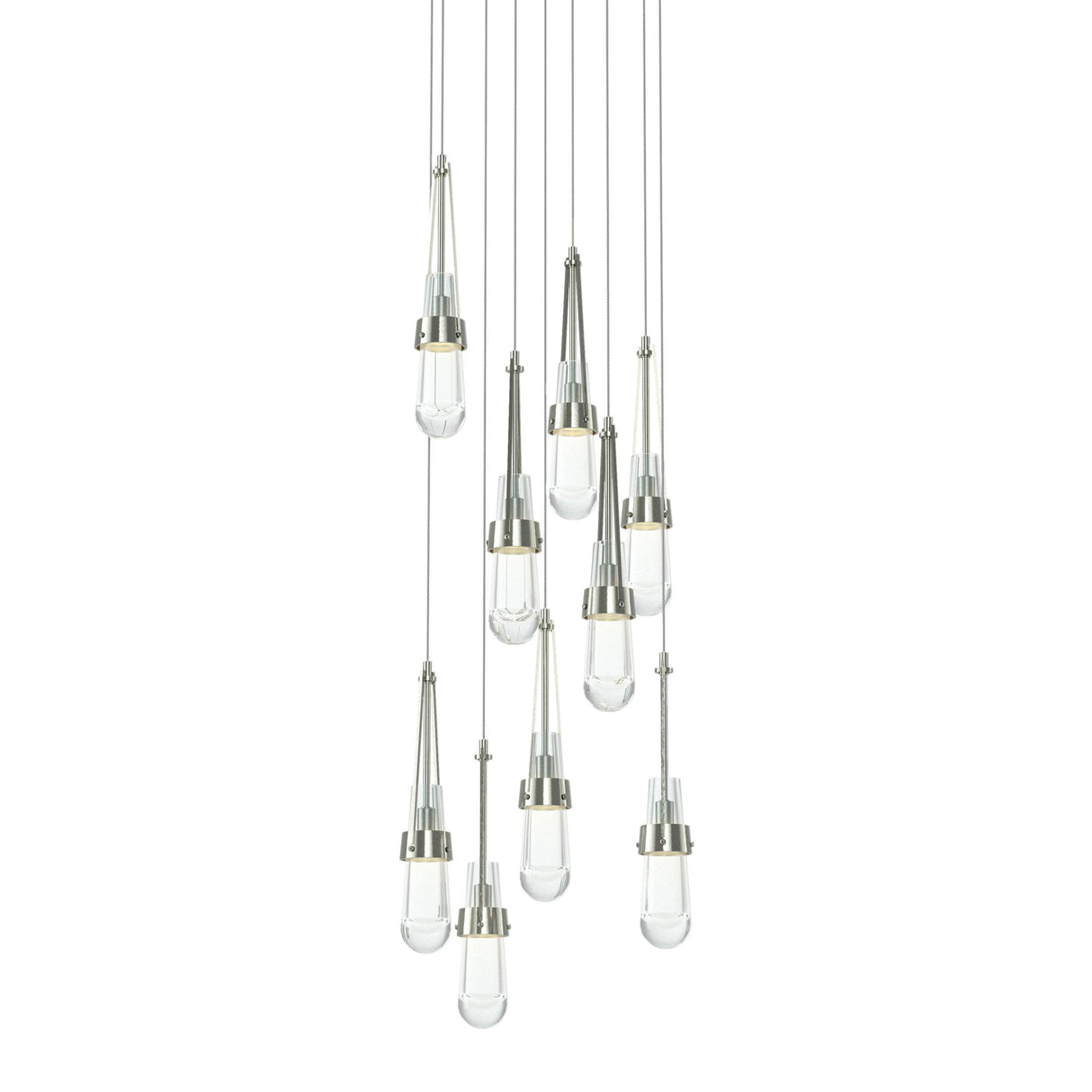 Hubbardton Forge 2022 Sterling Clear Glass (ZM) Long Link 9-Light Clear Glass Pendant