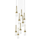 Hubbardton Forge 2022 Modern Brass Clear Glass (ZM) Long Link 9-Light Clear Glass Pendant