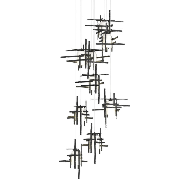 Hubbardton Forge 2022 Black Cast Glass (YC) Long Tura 9-Light Frosted Glass Pendant