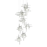 Hubbardton Forge 2022 Vintage Platinum Cast Glass (YC) Long Tura 9-Light Frosted Glass Pendant