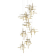 Hubbardton Forge 2022 Soft Gold Cast Glass (YC) Long Tura 9-Light Frosted Glass Pendant