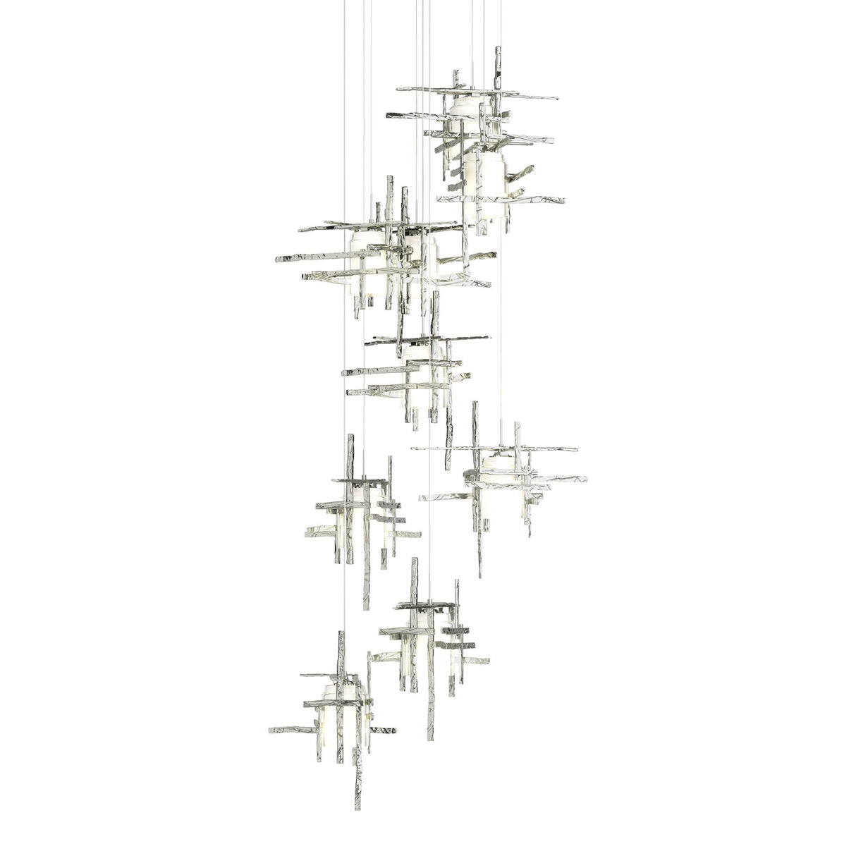 Hubbardton Forge 2022 Sterling Cast Glass (YC) Long Tura 9-Light Frosted Glass Pendant