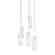 Hubbardton Forge 2023 White Clear Bubble Glass (YG) Long Link 5-Light Blown Glass Pendant