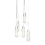 Hubbardton Forge 2023 White Clear Bubble Glass (YG) Long Link 5-Light Blown Glass Pendant