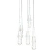 Hubbardton Forge 2023 White Clear Glass with White Threading (YJ) Long Link 5-Light Blown Glass Pendant