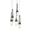 Hubbardton Forge 2023 Bronze Clear Bubble Glass (YG) Long Link 5-Light Blown Glass Pendant