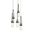 Hubbardton Forge 2023 Dark Smoke Clear Bubble Glass (YG) Long Link 5-Light Blown Glass Pendant