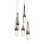 Hubbardton Forge 2023 Dark Smoke Clear Bubble Glass (YG) Long Link 5-Light Blown Glass Pendant