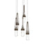Hubbardton Forge 2023 Bronze Clear Glass with White Threading (YJ) Long Link 5-Light Blown Glass Pendant